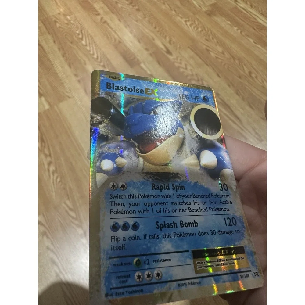 Blastoise EX 21/108 MISCUT ERROR!‎ off center oc Holo Rare Pokemon Evolutions HP